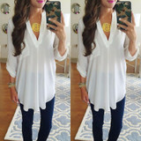 New 2016 Autumn chiffon blouse Women's long sleeve top blouses V-neck blusas shirts