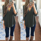 New 2016 Autumn chiffon blouse Women's long sleeve top blouses V-neck blusas shirts