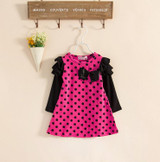 New 2016 autumn /spring children clothing girls polka dot dress long-sleeve kids girls princess dress