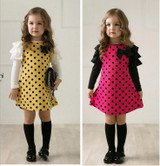 New 2016 autumn /spring children clothing girls polka dot dress long-sleeve kids girls princess dress