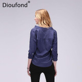 Dioufond Summer V-neck Cotton Thin Women Shirts Three Quarter Female Camisas Femininas Office Women Tops Blusas Femininas 2017