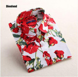 Dioufond Red Rose Shirt Print Women 2017 New Spring Cotton Long Sleeve Women Blouses Fashion Tops Blusas Femininas Plus Size Dioufond Red Rose Shirt Print Women 2017 New Spring Cotton Long Sleeve Women Blouses Fashion Tops Blusas Femininas Plus Size