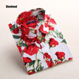 Dioufond Red Rose Shirt Print Women 2017 New Spring Cotton Long Sleeve Women Blouses Fashion Tops Blusas Femininas Plus Size Dioufond Red Rose Shirt Print Women 2017 New Spring Cotton Long Sleeve Women Blouses Fashion Tops Blusas Femininas Plus Size