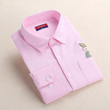 Dioufond Print Cat Embroidery on Pocket Shirts Lady 2017 Spring New Fashion White Navy Casual Blouse Shirts Long Sleeve Blouse