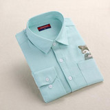 Dioufond Print Cat Embroidery on Pocket Shirts Lady 2017 Spring New Fashion White Navy Casual Blouse Shirts Long Sleeve Blouse