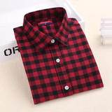 Dioufond Plaid Shirt Women Blouses Cotton Shirts Long Sleeve Blouse Blusas Femininas Women Tops And Blouses 2018 New Fashion 5XL