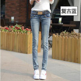 2017 spring and summer new plus size cotton female women girls elastic skinny low waist pencil pants jeans clothing clothes