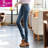 2017 spring and summer new plus size cotton female women girls elastic skinny low waist pencil pants jeans clothing clothes