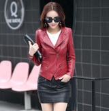 2017 spring and autumn women's short paragraph Slim small jacket Ms. leather jacket women black motorcycle jackets and coats 5XL