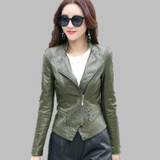 2017 spring and autumn women's short paragraph Slim small jacket Ms. leather jacket women black motorcycle jackets and coats 5XL