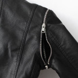 2017 spring and autumn winter new fashion removable sleeves female Leather Jackets collar PU motorcycle leather Coats