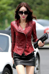 2017 Spring And Autumn Real Fur Women's Leather Jacket Slim Motorcycle Outerwear Coats Female Short Leather Coat Fashion Suede