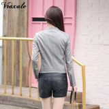 2017 Spring And Autumn New Clothing Leather Women's Design Short Slim Motorcycle Stand Collar Leather Jacket Coat Plus Size