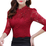 2017 Spring Autumn Women Tops Fashion Lace Blouse Long Sleeve Slim Body Floral Shirt Elegant Plus Size Lace Top blusas femininas 2017 Spring Autumn Women Tops Fashion Lace Blouse Long Sleeve Slim Body Floral Shirt Elegant Plus Size Lace Top blusas femininas