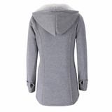 2017 Spring Autumn Women Slim fit Wool blended Mid Long Coat Thin Jacket Hooded Outwears Zipper Hoodie Overcoats Plus Size 6XL