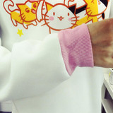 2017 Spring Autumn Women Hoodies Sweatshirts Cartoon Cat Printed Shirts Cute Harajuku Sweatshirt Soft Casual Hoodie Sister Tops