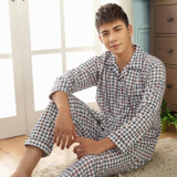 2017 Spring Autumn Winter Men 100% Cotton Pajamas Sets of Sleep Top & Pants Male Casual Home Clothing & Sleepwear Plus Size 3XL