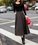 2017 Spring Autumn Winter A Line Plaid Skirt Faldas Mujer Women Elastic High Waist Casual Long Maxi Wool Skirt Saias Jupe Skirts