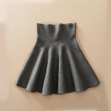 2017 Spring Autumn High Waist Knitted Skirts Women Pleated mini Skirt Casual Elastic Flared Skirt Female midi Short Skirt Woman
