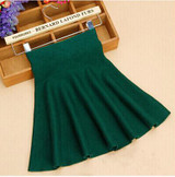 2017 Spring Autumn High Waist Knitted Skirts Women Pleated mini Skirt Casual Elastic Flared Skirt Female midi Short Skirt Woman