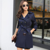 2017 Spring Autumn Fashion Loose Windbreaker Coats Women's Elegant Overcoat Double Breasted Belted Slim Long Trench Coat XH144
