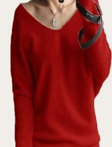 2017 Spring autumn cashmere sweaters women fashion sexy v-neck sweater loose 100% wool sweater batwing sleeve plus size pullover