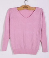 2017 Spring autumn cashmere sweaters women fashion sexy v-neck sweater loose 100% wool sweater batwing sleeve plus size pullover