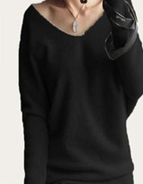 2017 Spring autumn cashmere sweaters women fashion sexy v-neck sweater loose 100% wool sweater batwing sleeve plus size pullover