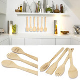 Free Shipping 2017 New Arrival 6 Pieces Bamboo Spoon Spatula Mixing Set Eco-Friendly Utensil Kitchen Wooden Cooking Tool