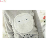 warm winter flannel thick cartoon cute pajamas set women fluffy animal owl homewear autumn lounge pajamas