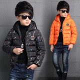 Warm Winter Boy Jacket Children Hooded Coat Outwear Clothing Teenage Cotton-Padded Zipper Clothes Fashion Kids Geometric Jacket