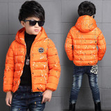 Warm Winter Boy Jacket Children Hooded Coat Outwear Clothing Teenage Cotton-Padded Zipper Clothes Fashion Kids Geometric Jacket
