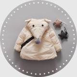 Warm Winter Baby Girls Parkas Cute Cartoons Hooded Plus Cotton Thicken Jackets Coat Outerwear Snow Wear Casaco+Lovely bags
