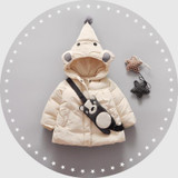 Warm Winter Baby Girls Parkas Cute Cartoons Hooded Plus Cotton Thicken Jackets Coat Outerwear Snow Wear Casaco+Lovely bags