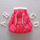 Warm Winter Baby Girls Hooded Strawberry Print Kids Velvet Snow Wear Outerwear Coat Parkas casaco