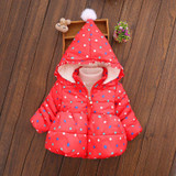 Warm Winter Baby Girls Hooded Polka Dot Snow Wear Outerwear Coat Kids Velvet Parkas casaco