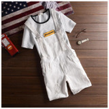 Free shipping 2017 Fashion Men's Bib Overalls Shorts Summer Suspender Jeans Shorts Ripped Denim Jumpsuits For Men 041610