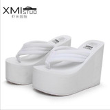 Free Shipping 2016 Ultra High Heels Beach Slippers Summer Wedges Platform Sandals Flip Flops Women Shoes