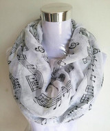 Free Shipping 2016 New Fashion White Burgundy Navy Music Note Sheet Music Piano Notes Script Print Scarves Infinity Scarf