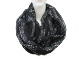 Free Shipping 2016 New Fashion White Burgundy Navy Music Note Sheet Music Piano Notes Script Print Scarves Infinity Scarf