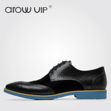 arow VIP Brand Leather Men Dress Shoes, Genuine Leather Bullock Oxfords Shoes For Men, Designer Luxury Men Flats