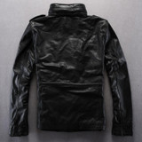 Army overcoat genuine leather clothing M65 outerwear cow leather jacket male plus size plus big size leather rider jacket