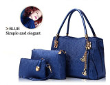 New 2016 women handbags leather handbag women messenger bags ladies brand designs bag bags Handbag+Messenger Bag+Purse 3 Sets