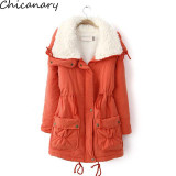 New 2016 Winter Cotton Coat Women Slim Outwear Medium-Long Wadded Jacket Thick Hooded Cotton Wadded Warm Cotton Parka Plus Size