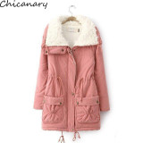 New 2016 Winter Cotton Coat Women Slim Outwear Medium-Long Wadded Jacket Thick Hooded Cotton Wadded Warm Cotton Parka Plus Size