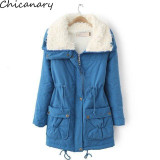 New 2016 Winter Cotton Coat Women Slim Outwear Medium-Long Wadded Jacket Thick Hooded Cotton Wadded Warm Cotton Parka Plus Size