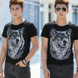New 2016 Summer T-shirt Men 3d Print Wolf Short Sleeve T Shirts Casual Brand Men 100% Cotton Shirt Men Clothes Tops