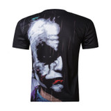 New 2016 Summer Brand Clothing T-Shirt Funny Half Face Joker 3D Print T shirt Men Black Leisure Anime Tees design Tshirt Homme