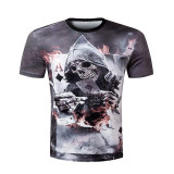 New 2016 Summer Brand Clothing T-Shirt Funny Half Face Joker 3D Print T shirt Men Black Leisure Anime Tees design Tshirt Homme