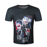 New 2016 Summer Brand Clothing T-Shirt Funny Half Face Joker 3D Print T shirt Men Black Leisure Anime Tees design Tshirt Homme